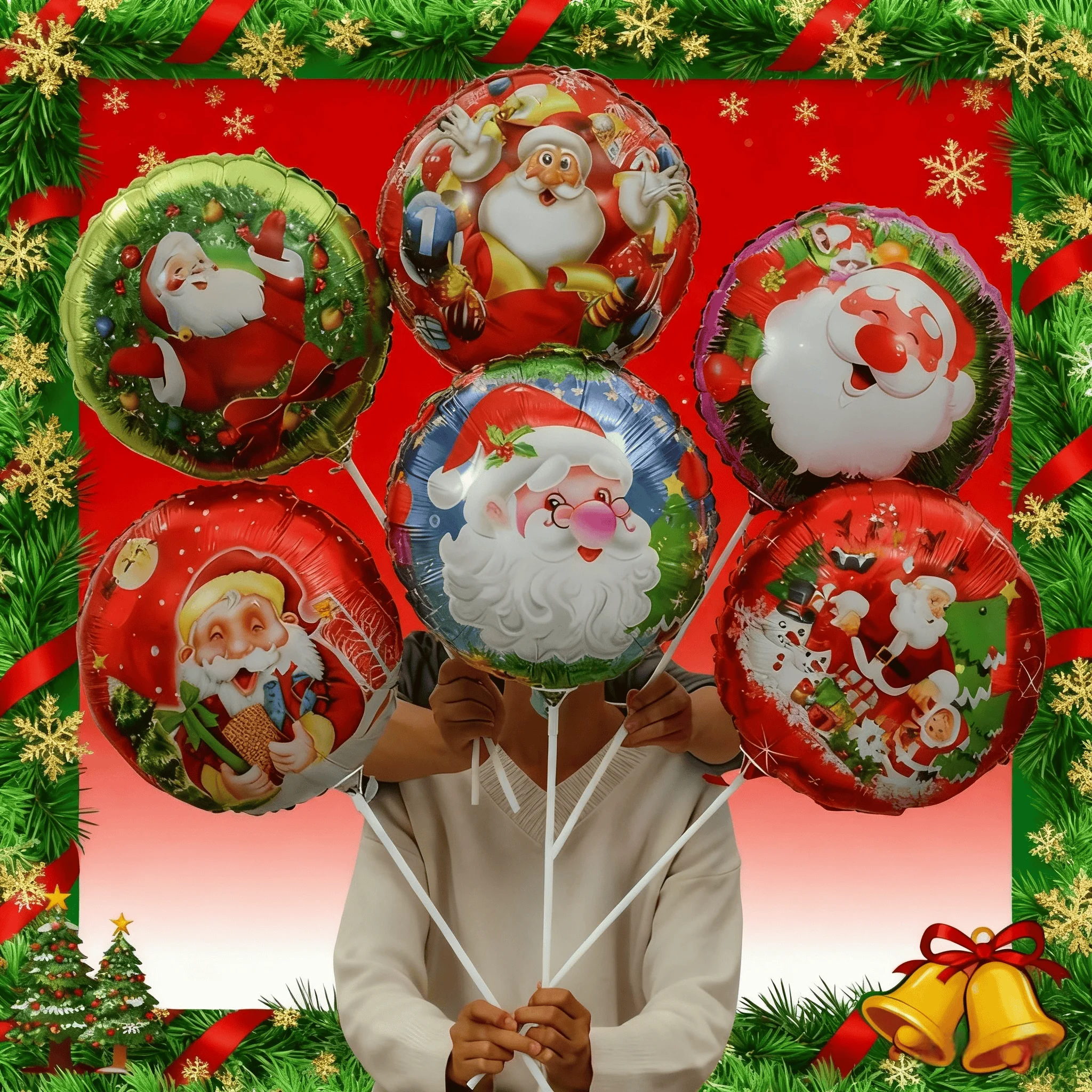 

Santa Claus Foil Balloons for Merry Christmas Theme New Year's Party Holiday Decoration 18 inch Round Helium Globos Supplies