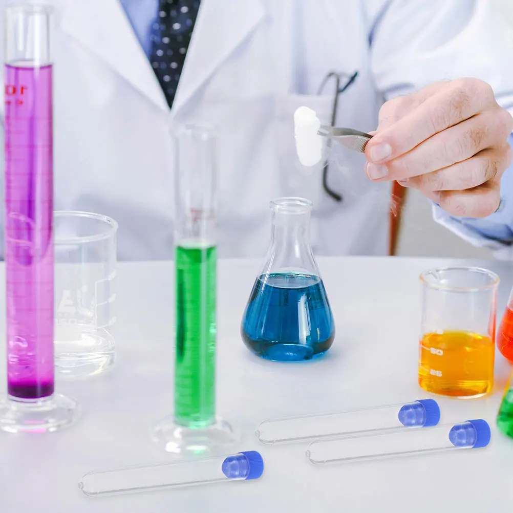 

100 Pcs Sampling Tube Transparent Plastic Test Tubes Clear Lid Caps Water Storage Laboratory High Transparency Space Saving