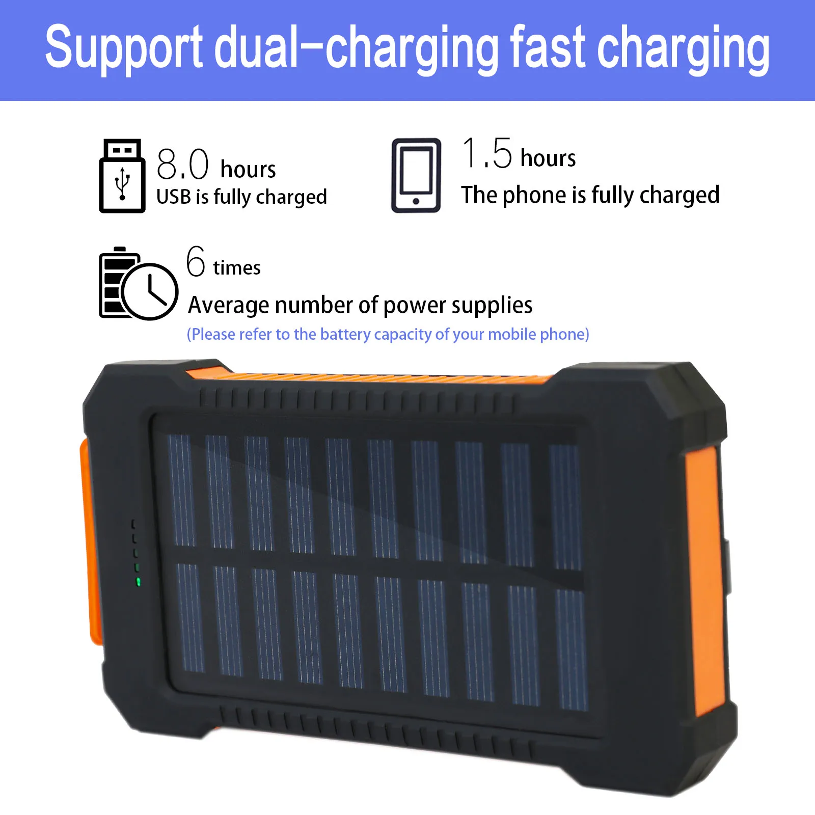 26800 mAh Solar Power Bank Wasserdicht Typ C Schnelle Lade Taschenlampe Saugnapf Halterung Solar Ladegerät Für iPhone Android Telefone