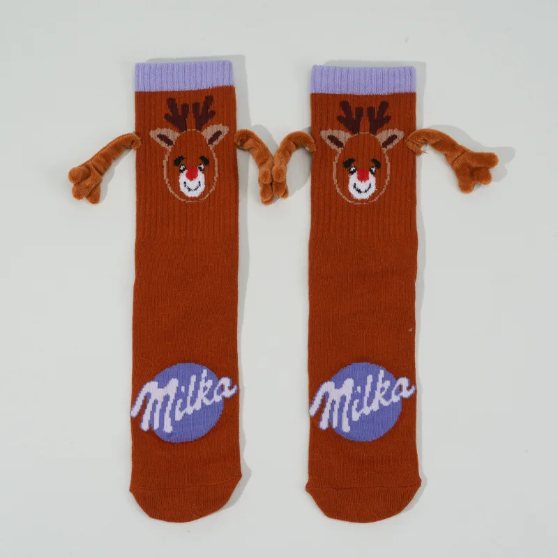 Christmas Hand in Hand Socks Magnetic Hand Holding Sock Cute Warm Cotton Socks Funny Magnetic Suction Socks for Women Men 5pairs