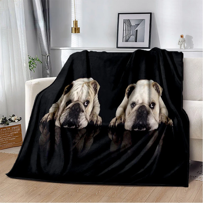 

Pit Bull Dog Cartoon French Pet Soft Plush Blanket,Flannel Throw for Living Room Bedroom Bed Sofa Picnic Cover