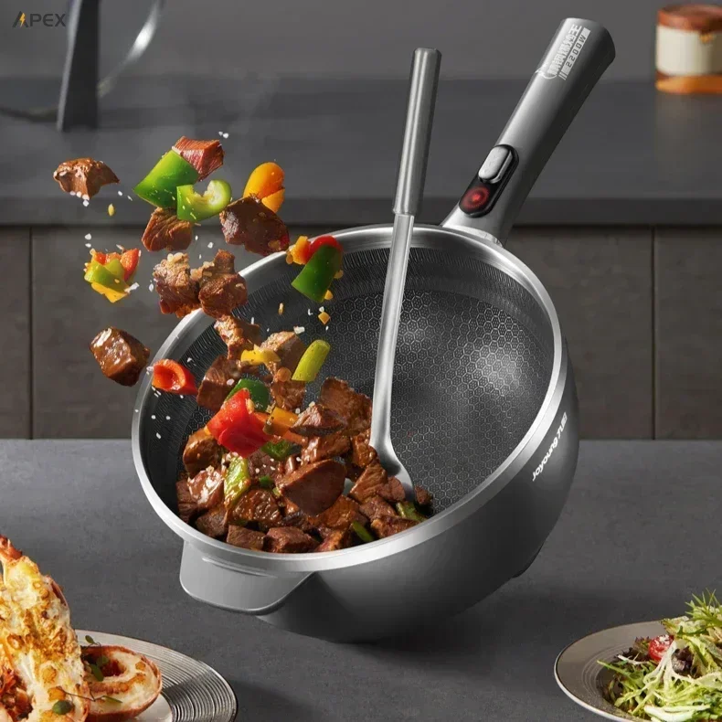 Household electric frying pan. All-in-one. Multifunc. Frying, steaming, boiling. Large hot pot. Non-stick.