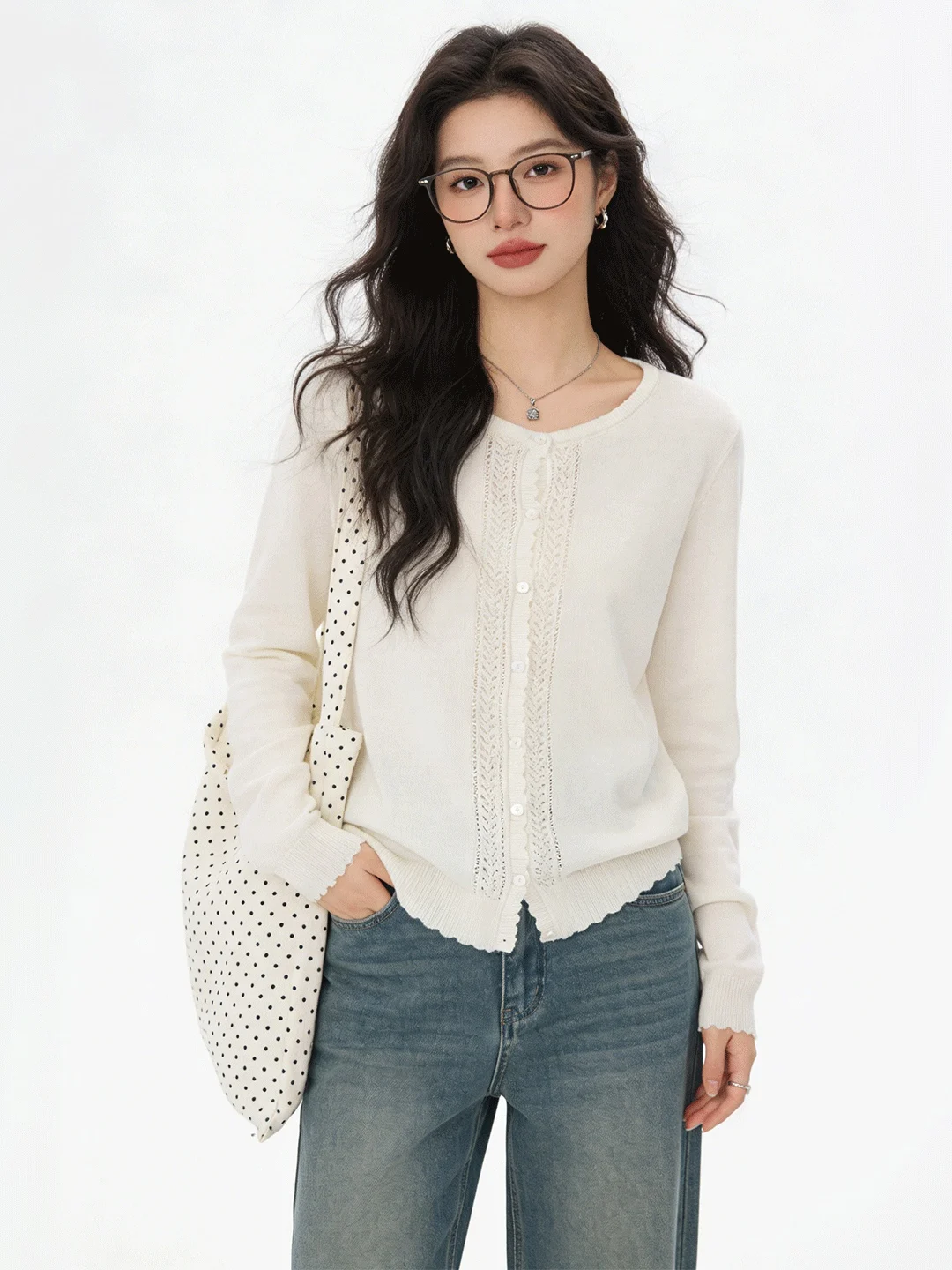 Korean Style Soft Knitted Shirt round Neck Short Length Skin-friendly Apricot Color Anti-aging Spring New Arrival Women's Top