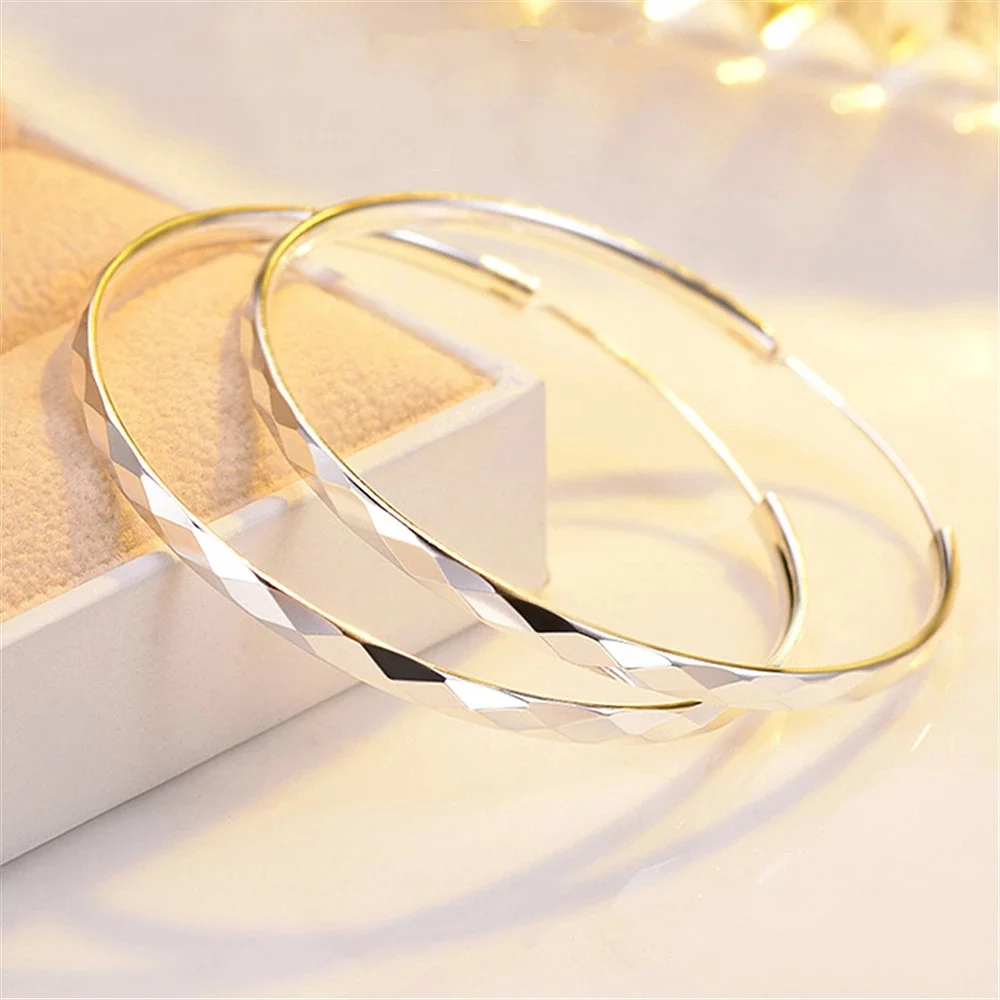 Fine Silver Color Luxury 5CM Big Circle Hoop Earrings for Women Charms Original Designer Party Wedding Jewelry Gifts