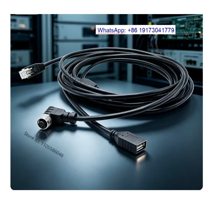 M12 DIN type splitter 8-pin A-type female head, RJ45 CAT6a Ethernet IP67 waterproof s-hielded cable