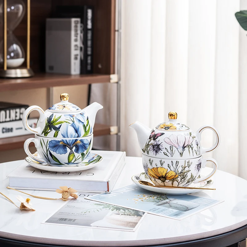 Luxury Mother Child Teapot Set, Bone China Floral Design, Complete Tea Cup & Saucer Set,Afternoon Tea Set，Premium Homeware Gift