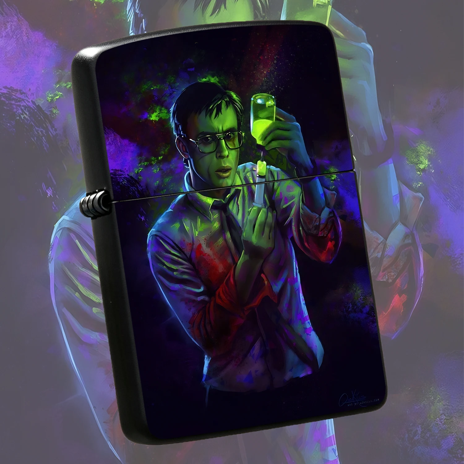 Retro Horror Character Themed Lighter Cool Fluorescent Neon Hand-Painted Stylish Pattern Unique Decor Accessory For Daily Use Outdoor Camping Gifting To Hobbyists Personalized Collectible Present Interesting And Humorous Lighters
