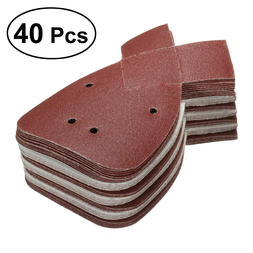 

40pcs Hook Loop Sanding Discs 4-Inch 4-Hole Grit 40 60 80 120 Non-Woven Abrasive Triangle Pads For Surface Cleaning Deburring