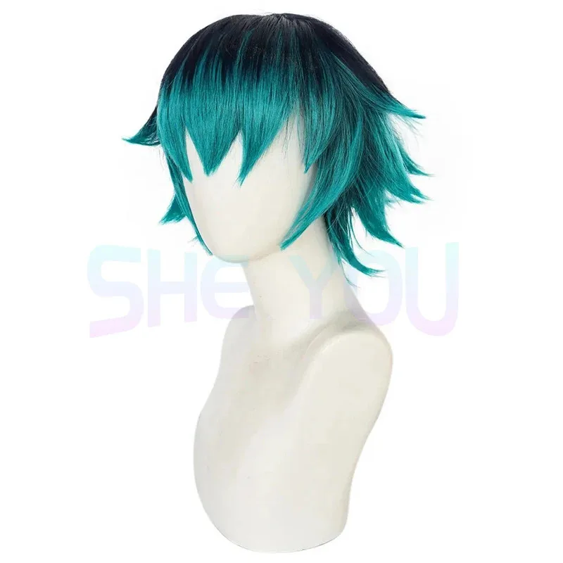 2025 루카 쿠파인 짧은 블랙 블루 그라데이션 가발 애니메이션 코스프레 내열성 합성 가발