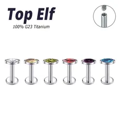 F136 Titanium Marquise Crystal Labret Ear Stud CZ Paved Cartilage Tragus PIERC Earrings Lip Ring Stud Helix Piercing Jewelry