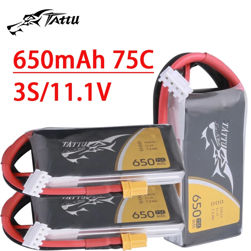 Upgrade TATTU 75C 3S 650mAh 11.1V Lipo Battery With XT30/XT60 For RC Helicopter Quadcopter FPV Racing Drone Parts 11.1V Battery