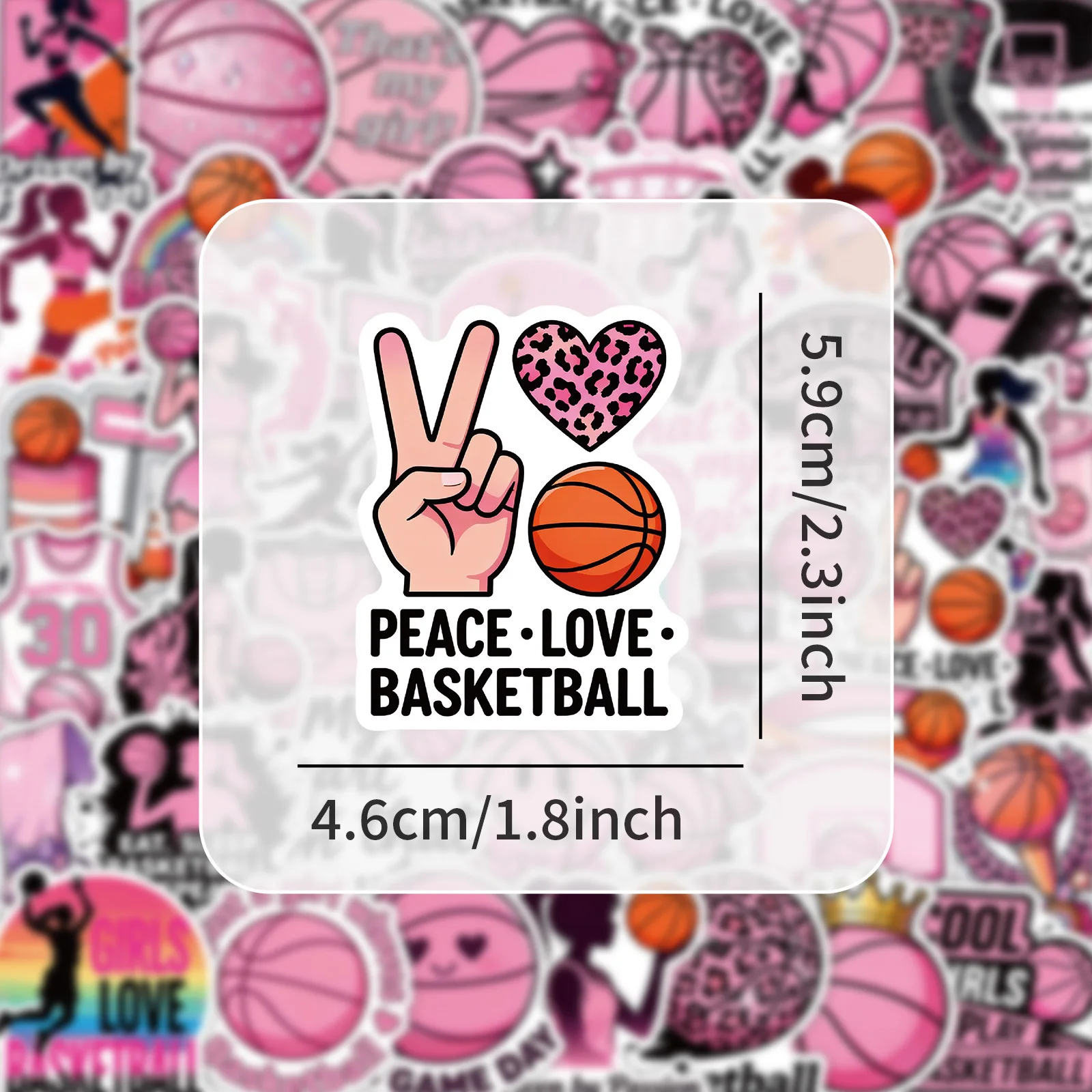 10/53PCS Pink Basketball Stickers Cartoon Girls Sports Graffiti Decoration Notebook Mobile Guitar Suitcase Refrigerator Decals