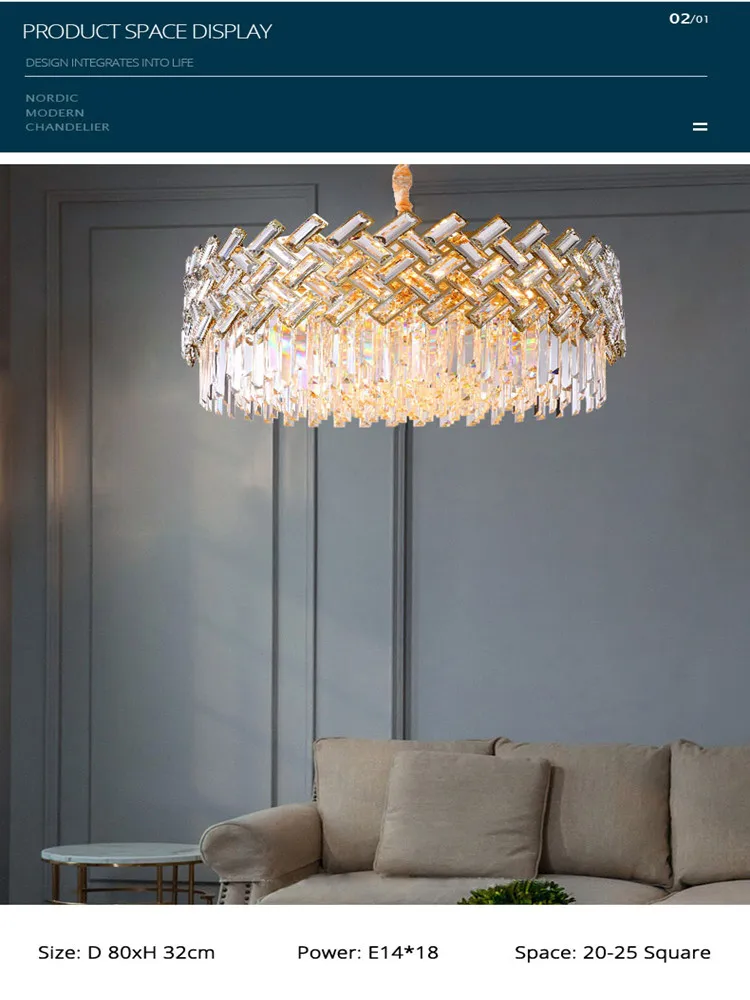 Gold körper versetzt Kristall runden Kronleuchter LED Lampe Wohnzimmer Küche Villa Anhänger e14