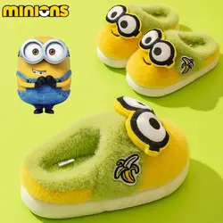 Despicable Me Minions Winter Plush Warm Cotton Slippers Kawaii Animation Peripheral Children's Non-Slip Cute Slippers Wholesale