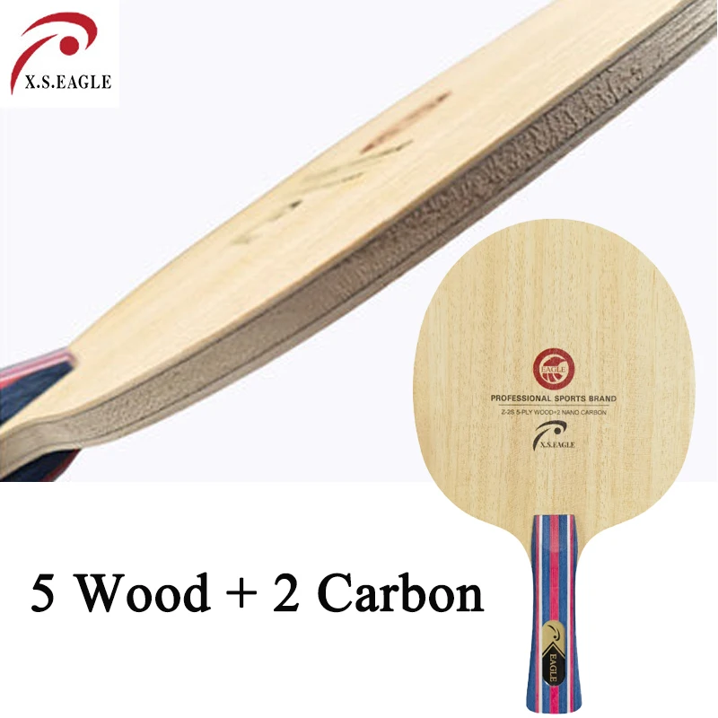

EAGLE Z-2S Table Tennis Blade 5 Wood + 2 Carbon FL/CS Z-2S Strong Power Ping Pong Paddle with Thin Handle for Offensive Play