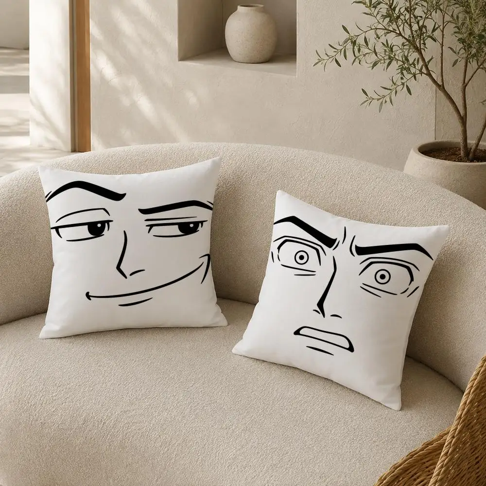 Funny Cool Face Cushion Cover Soft Short Plush Pillow Cases Hidden Zipper Cutecore Sofa Bedroom Home Decor Gift 3