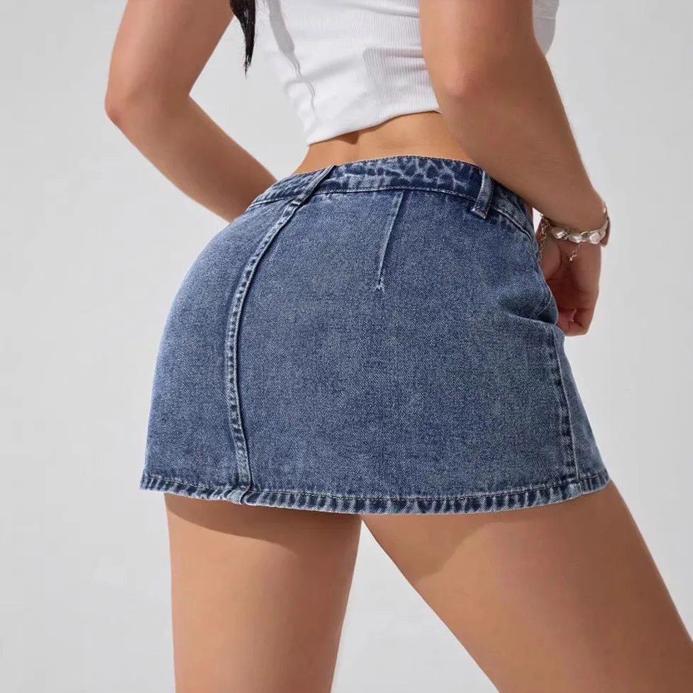 Low Waist American Style Denim Skirt Sexy Short  Skirt Slimming Effect Cross-Border Fashion for Young Women