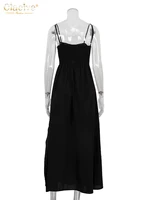 Clacive Sexy Loose Black Cotton Womens Dresses 2024 Summer Strap Sleeveless Ankle Length Dress Elegant Hollow Out Female Dress - Image 6