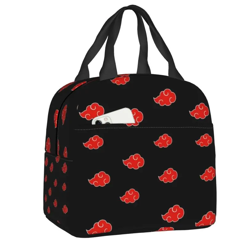 Konoha Neji Akatsuki Itachi Sasuke Bolsa térmica para el almuerzo, aislada, a prueba de fugas, con diseño de nubes rojas, para playa, camping, viajes
