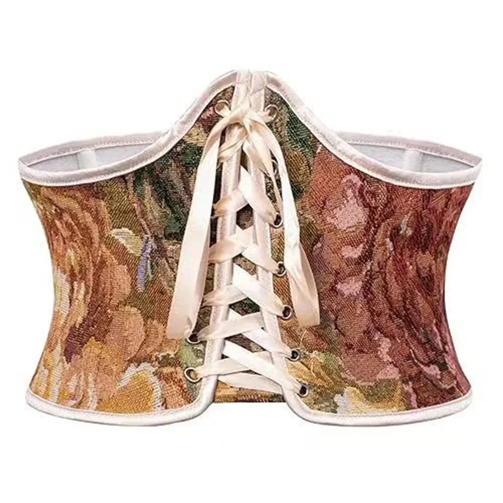 Французский стиль, картина маслом, цветочный готический корсет, корректирующее белье, женский пояс для контроля живота, сексуальный тренажер под грудью, пояс для похудения