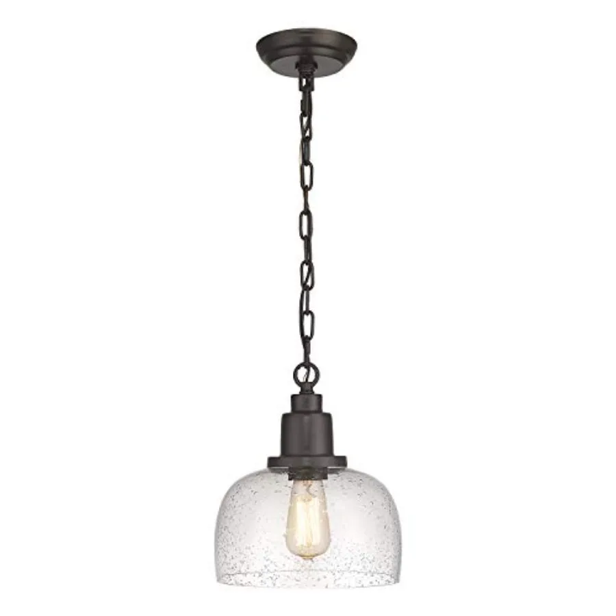 Pack Farmhouse Pendant Industrial Hanging Fixture with 9." Round Seeded Glass Shade Finish Vintage Ceiling Lighting for Kitchen