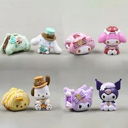 My Melody Dessert Macaron Series Sanrio Kuromi Cinnamoroll Pom Pom Purin DIY Cake Decoration Anime Figure Toys Gifts for Girls