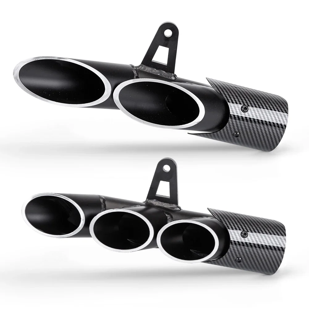 

.Universal 36-51mm Motorcycle Exhaust Double Hole Muffler For Z900 GSXR1000 SV650 R6 R3 ZX6R ZX10 K7 MT07