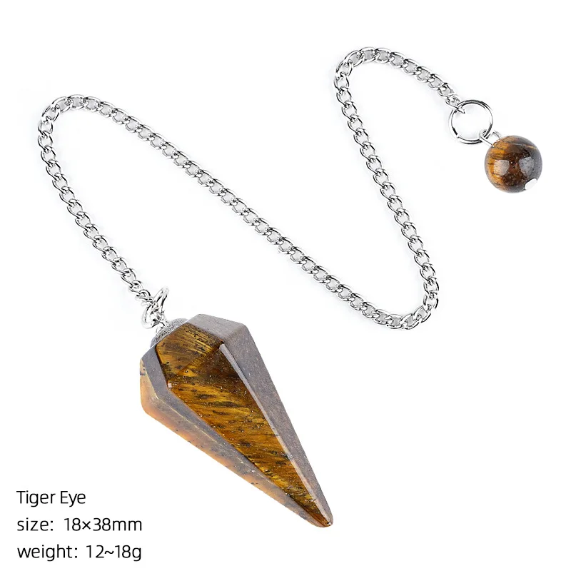 

Minimalist Natural Stone Crystal and Agate Polished Conical Cut Pendulum with Chain Jewelry Accessories Gifts and Decorations