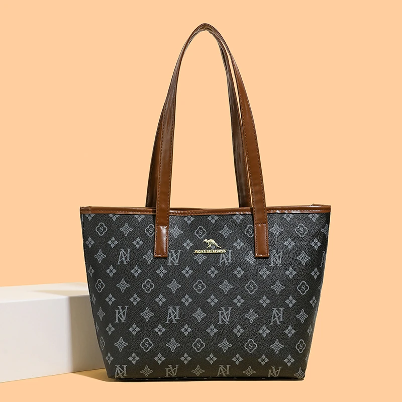Mama Bag - Versatile Checkered Soft Leather Shoulder Bag with Large Capacity - Ideal for Work Commuting - Fashionable Women's Ha