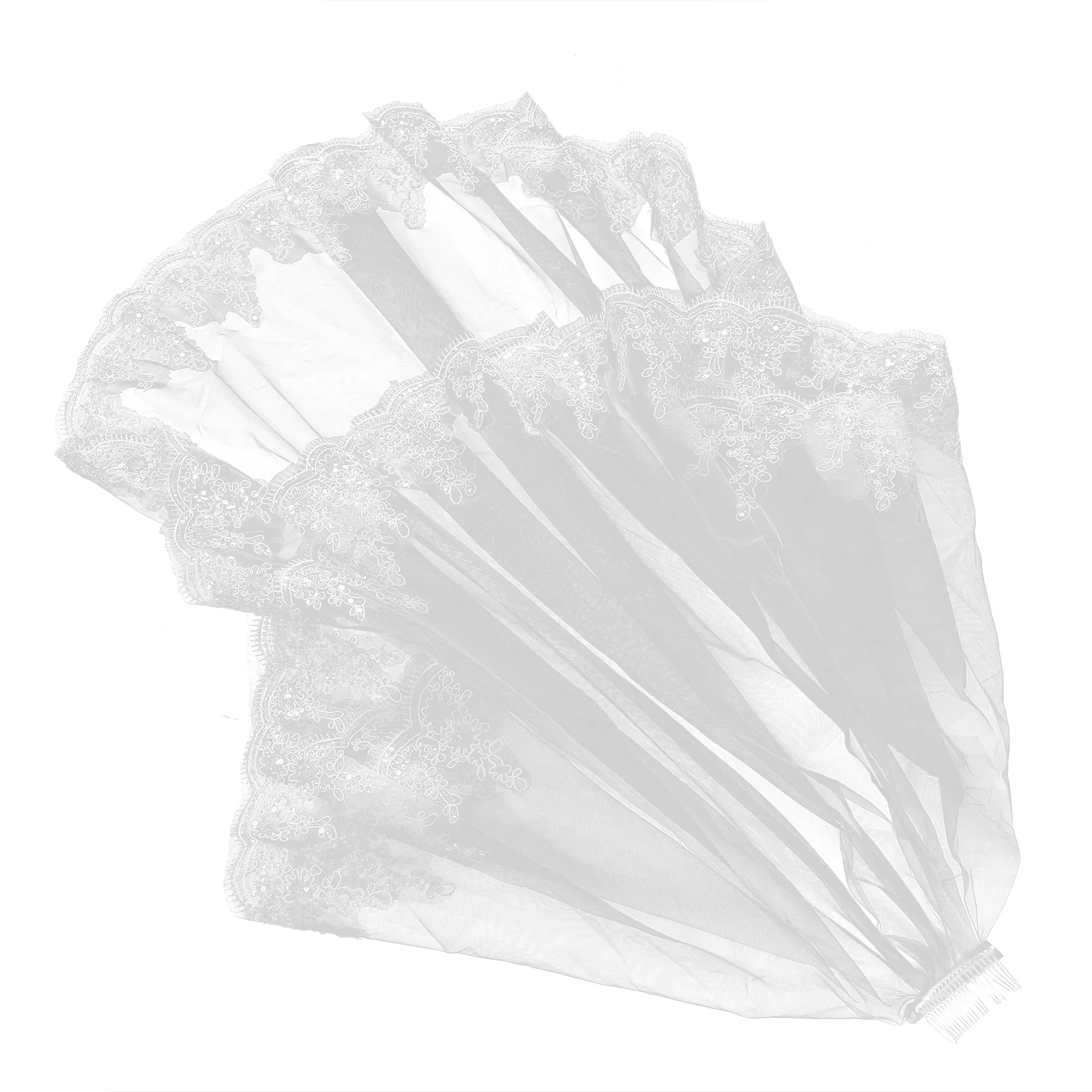 

Bridal Veil Two Layers Tulle Short Sequin Edge Lace Floral Wedding Headpiece Bridal Shower Bachelorette Accessories