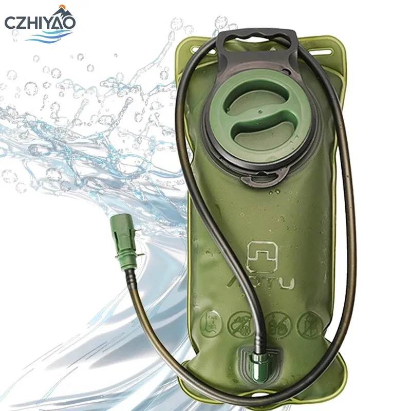 

CZHIYAO 2L Camping Water Bag With Leak Proof Hose Connector For Hiking Cycling Hunting Compatible Backpacks Vests Belts Green
