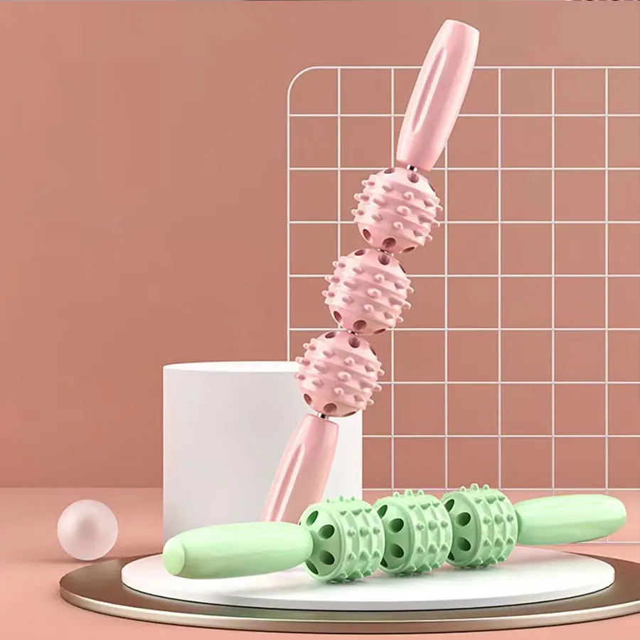 

Роликовая массажная палочка для расслабления мышц, фитнес-массажер, помощь для похудения ног, 3D ручная массажная палочка для йоги для успокаивания