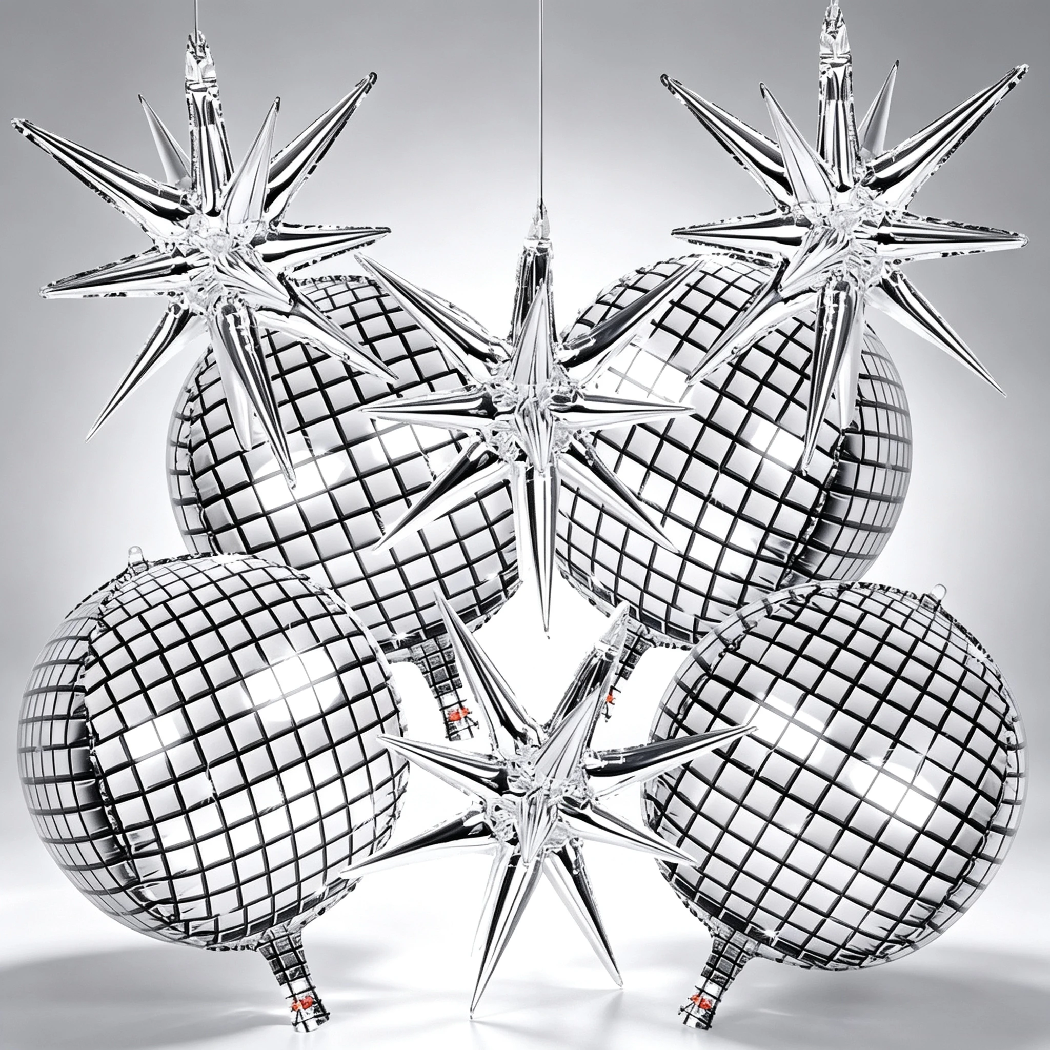 8-teiliges Pop-Musik-Gitarren-Folienballon-Set, Mikrofon, Silberne Gitarre, Disco, 4D-Ball, Musiknote & Stern-Ballon