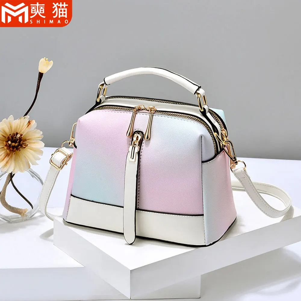 Simple Fashion Gradient Color Handbag For Women Girls Princess Niche Personality Luxury Design Commuting Shoulder Crossbody Bag
