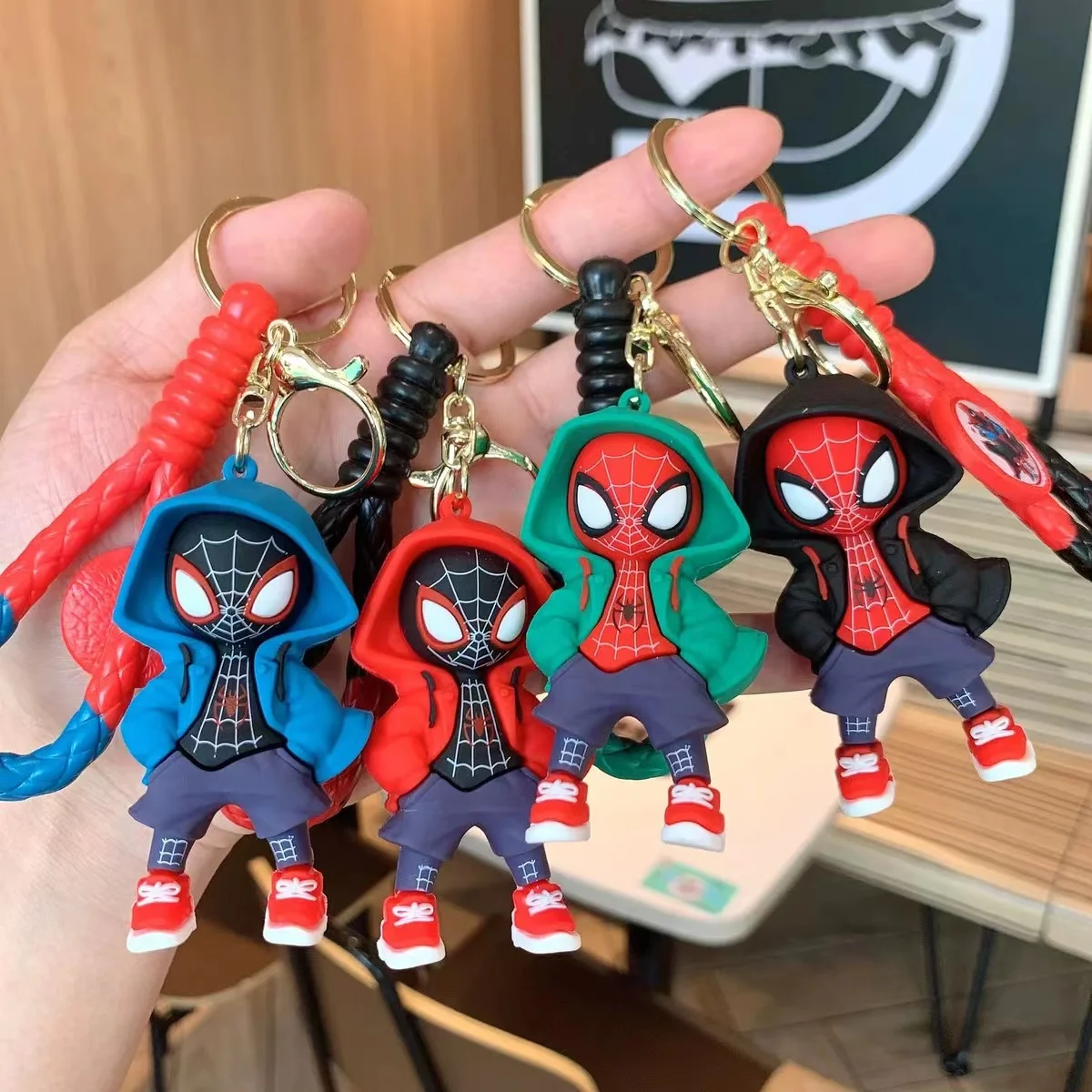 Marvel Spider Man Cute Doll Pendant Action Figures Avengers Iron Man Captain America Keychain Bag Keyring Pendant Birthday Gifts