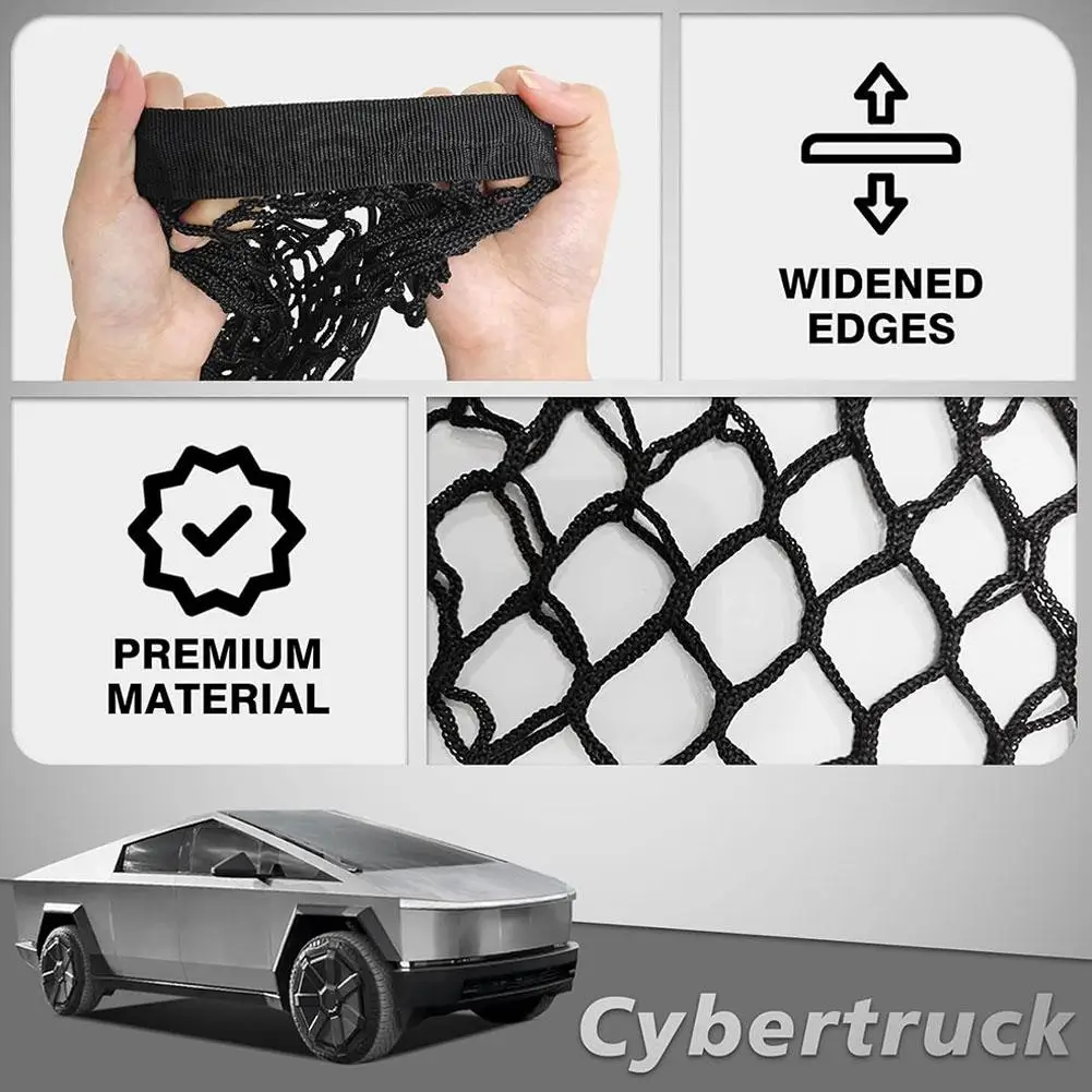 For Tesla Cybertruck 2024 Trunk Luggage Net Mesh Storage Net Hammock Style 3/4 Grid Set Pickup Truck Elastic Cargo Net