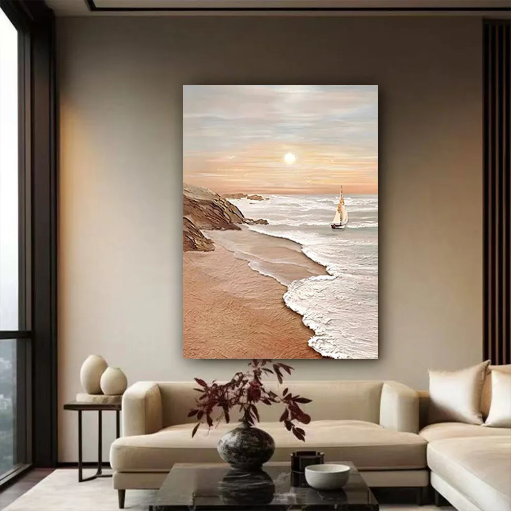 Abstract Blue And Golden Modern Style Wall Art Picture Handmade Oil Painting On Canvas For Living Room Home Wall Decor Cuadros