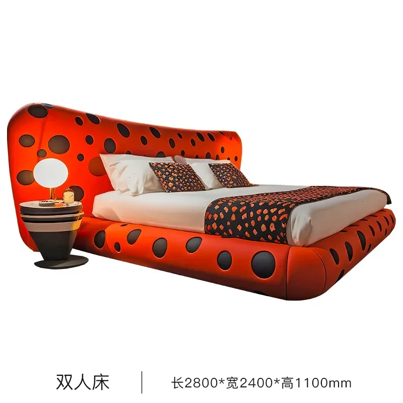 Art Polka dot design master bedroom leather double bed International Pavilion style bed