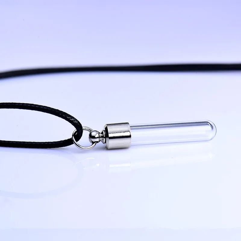 1PC Glass Perfume Bottle Pendant Necklaces Black Cord Chain Name on Rice Glass Bottle NecklaceKeepsake Jewelry