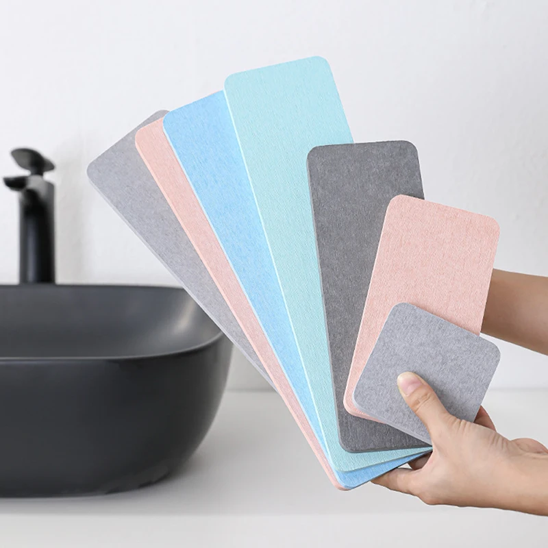 Home Diatomite Mat Water Absorbing Pad Heat Resistant Coaster Diatomaceous Earth Kitchen Sink Faucet Mat Non Slip Quick Drying