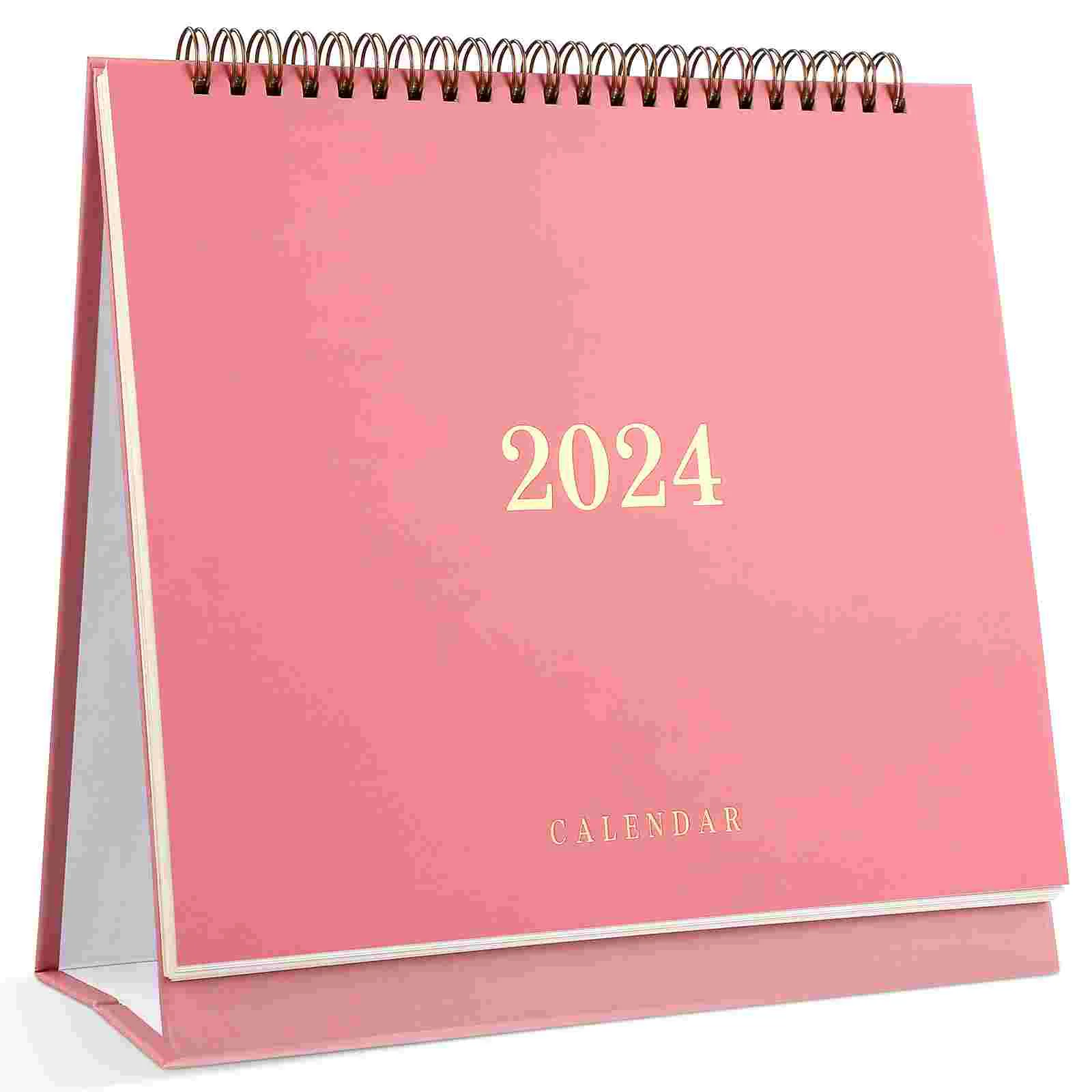 Calendrier de table de bloc de note, calendrier mensuel de licence, papier optique, calendrier de bureau, rose, Jan 2024-Jaguar