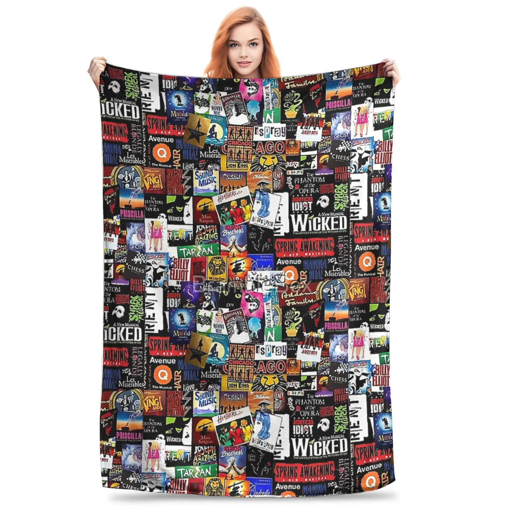 Collage II Musical Blanket Soft Warm Flannel Throw Blanket Bedding for Bed Living room Picnic Travel Home Sofa