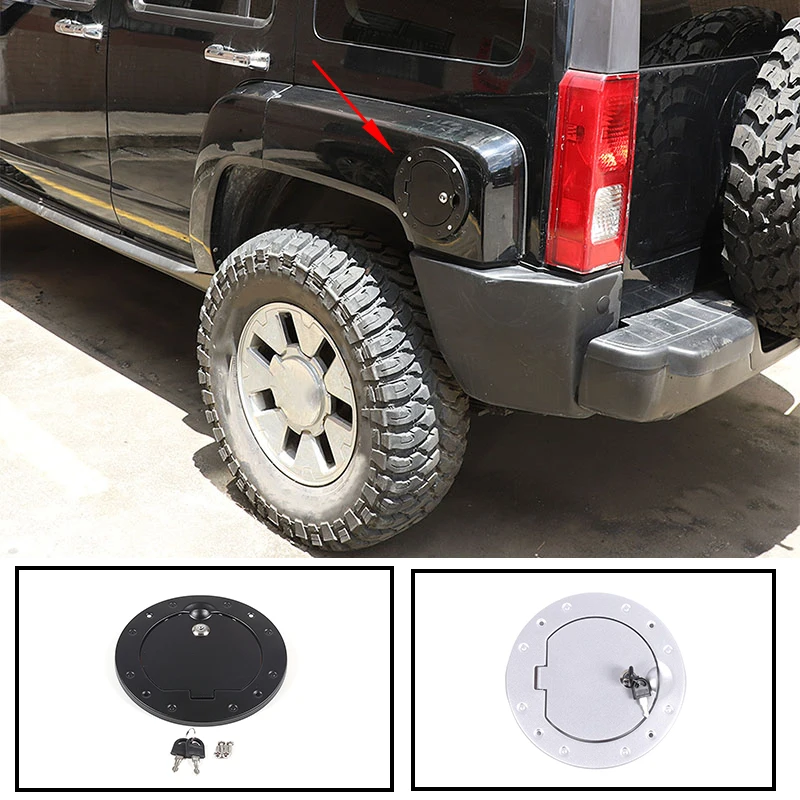 

For Hummer H3 05-09 aluminum alloy black silver car fuel tank cap anti-theft lock cover decorative parts car replacement parts