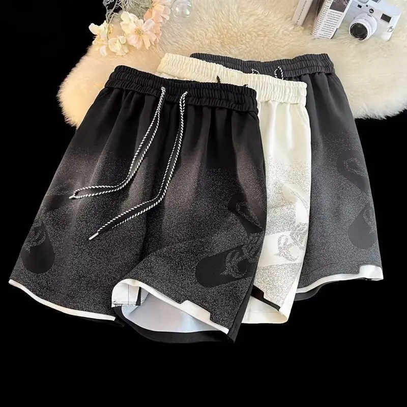 

Summer Large Size 250 Pou Men's adient Sports Beach orts Casual Loose Fit Five-Quarter Length Versatile Straight Leg