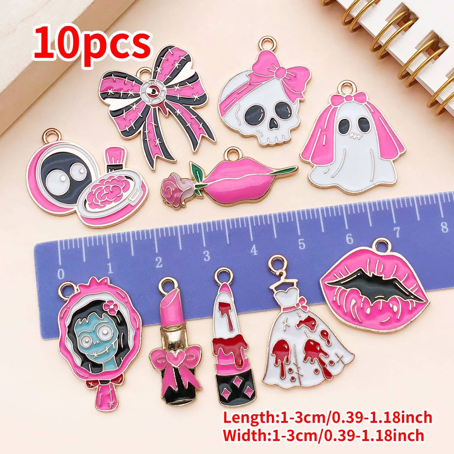 10pcs Creative Cute Ghost Enamel Charms for DIY Jewelry