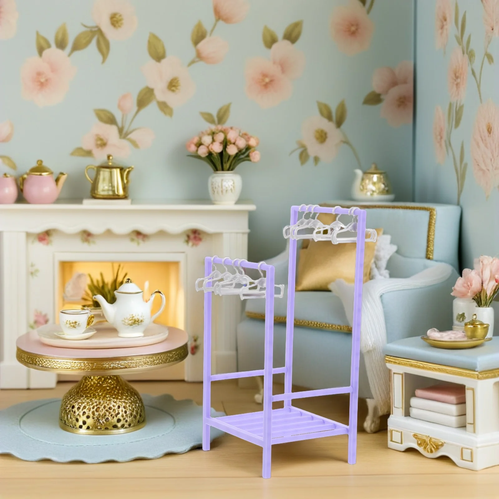 1 set 1 set 30 cm viola grucce in miniatura realistici appendiabiti per casa delle bambole accessori per guardaroba in plastica