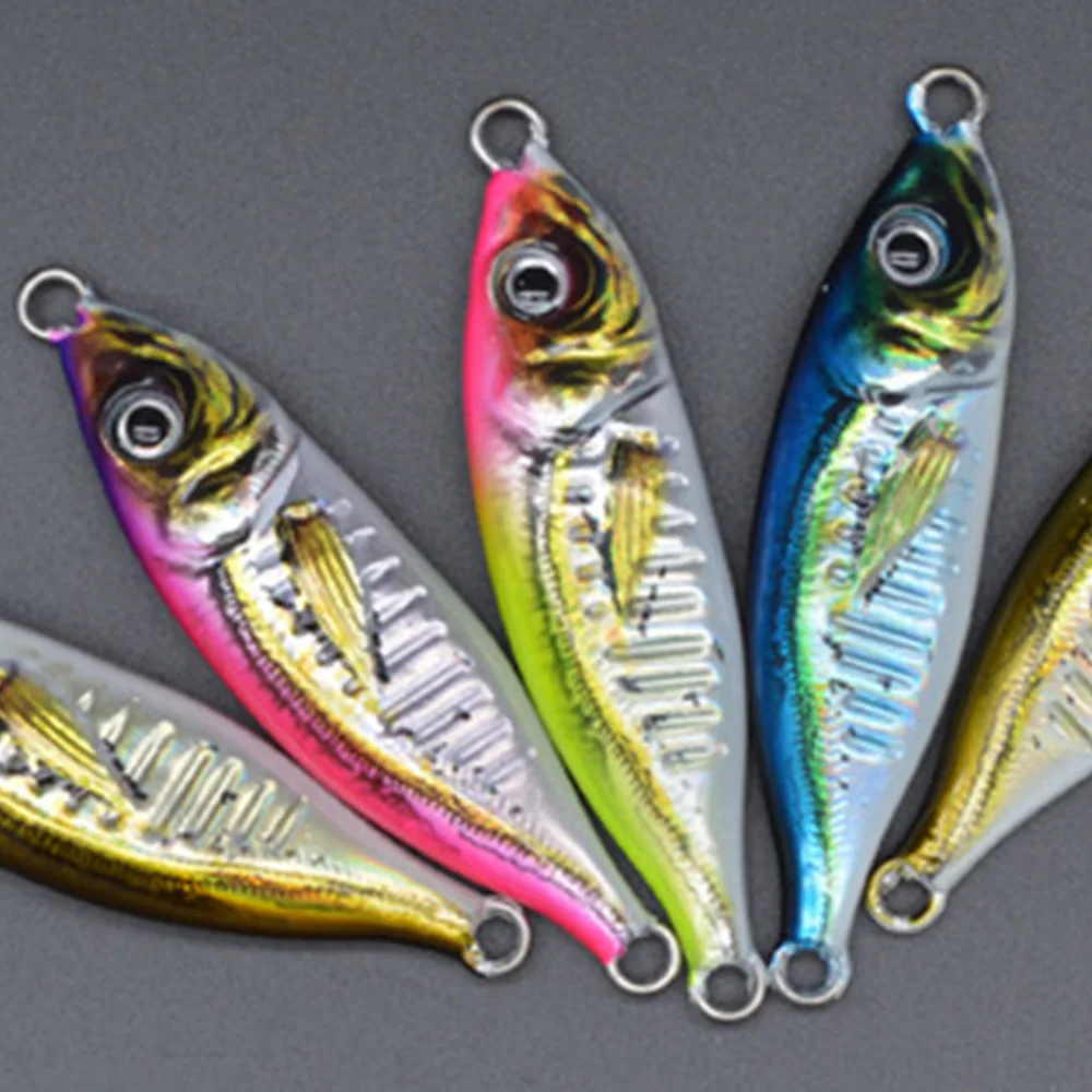 10g15g20g30g40g60g80g 3D Print Laser Metal Jig Shore Drag Cast Spoon Lure Artificial Bait Saltwater Boat Mackerel Fishing Lures