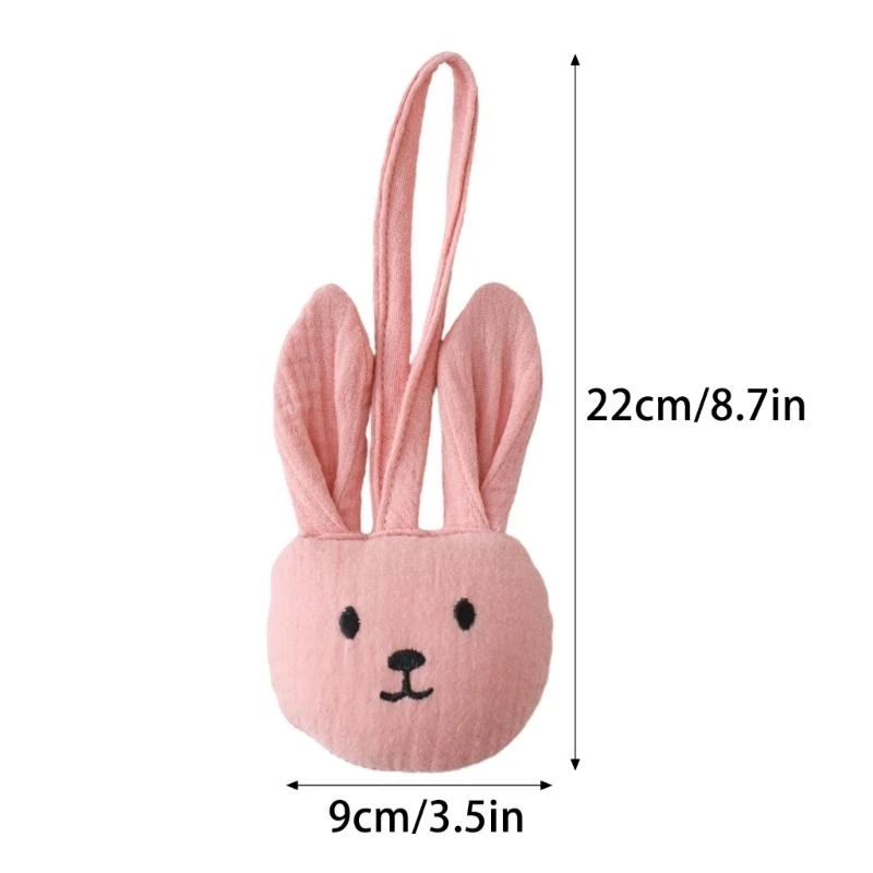 J15U مشبك مصاصة مريح مع قلادة على شكل أرنب حامل حلمة الطفل بجانب السرير #6