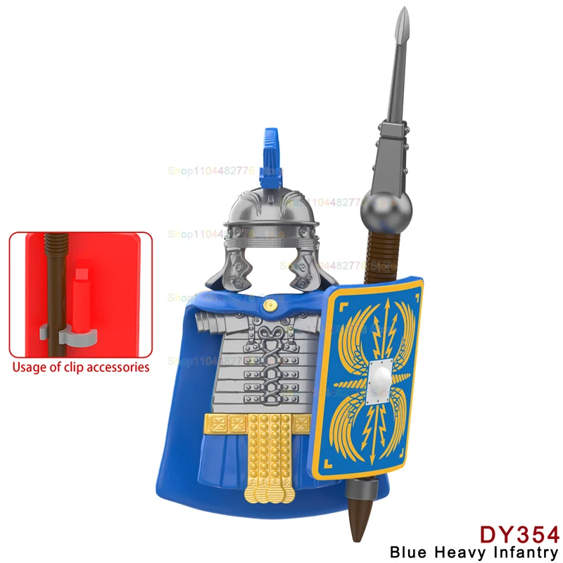 Armure lourde médiévale, guerrier MOC, soldat romain, accessoires d'infanterie, figurines d'action de chevalier, blocs de construction, jouets cadeaux, DY351-362