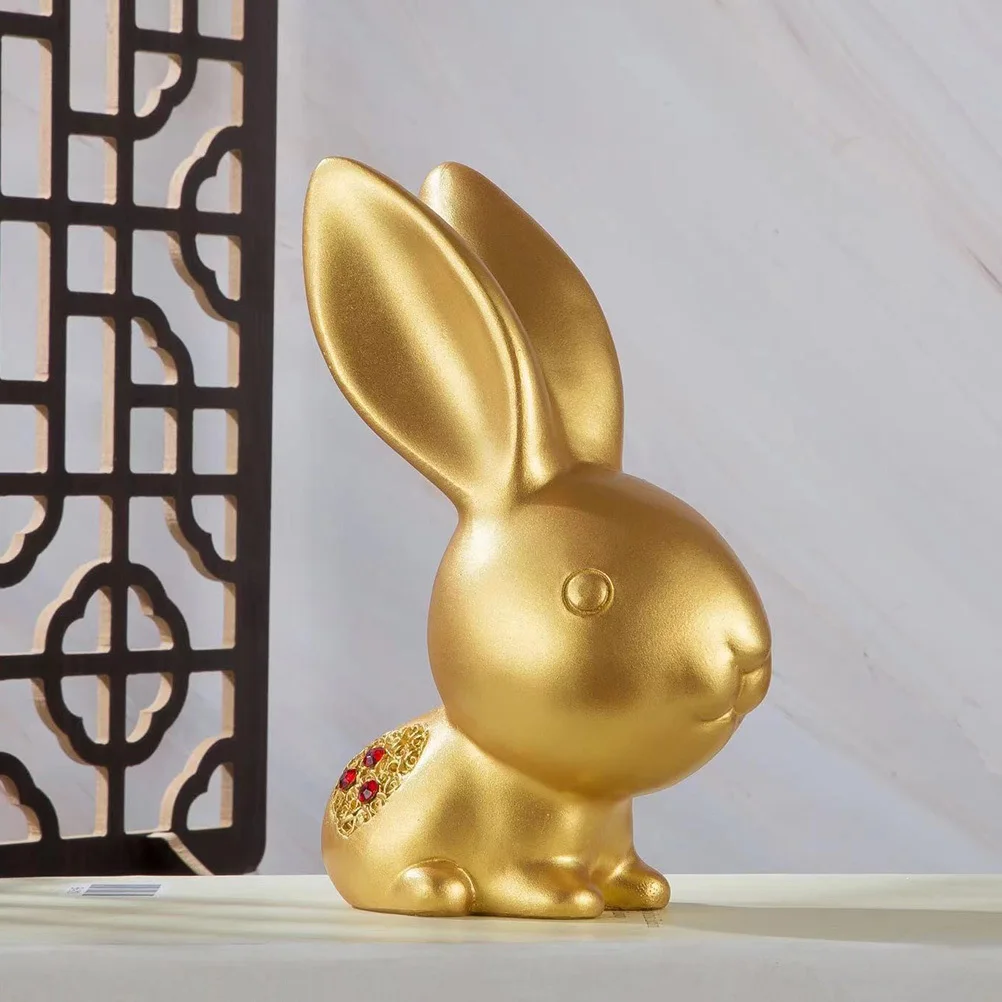 

Rabbit Shape Resin Sculpture 2023 Zodiac Desktop Decoration Home Rabbit Year Ornament Zodiac Resin Bunny Figurines